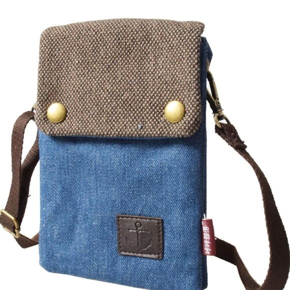 WITERY Small Canvas Cell Phone Purse, Handmade Cute Crossbody Phone Bag - Picture 4 of 6